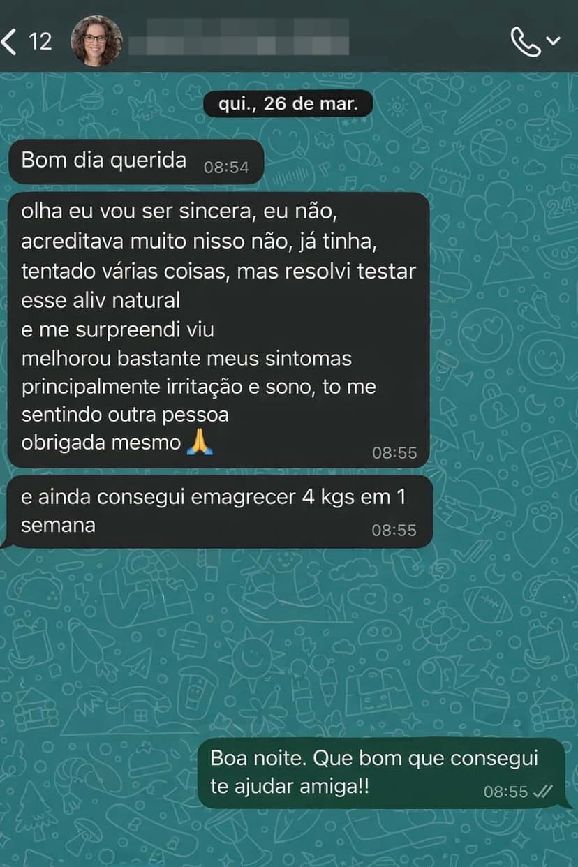 Feedback de cliente: sintomas de irritação e sono melhoraram