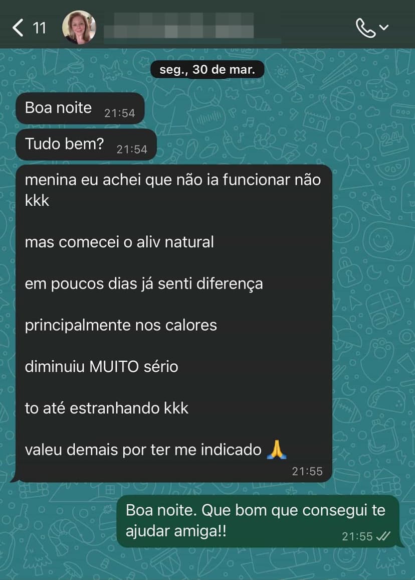 Feedback de cliente: conseguiu dormir a noite toda essa semana
